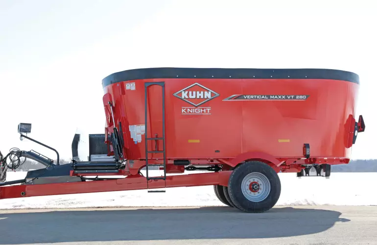 Aanzicht van de voermengwagens van KUHN met één vijzel uit de VT 280