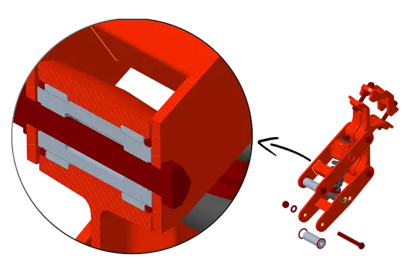 Imagen que muestra el casquillo cortado de los pantógrafos de sembradoras SELECT