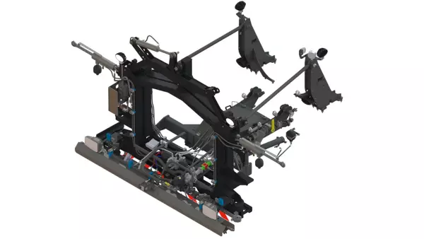3D view of the EQUILIBRA suspension frame on the ARTEC F40 EVO self-propelled sprayer