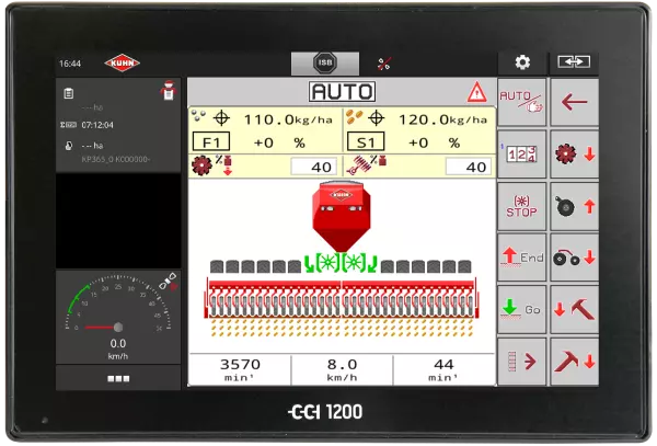 Intuitive seed-drill monitoring for the AUROCK trailed seed drill for no-till and conservation agriculture thanks to ISOBUS compatibility and the CCI 1200 terminal