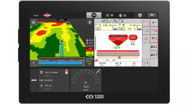 CCI 1200 ISOBUS terminal showing a map of the various application rates using the CCI.Task Control application