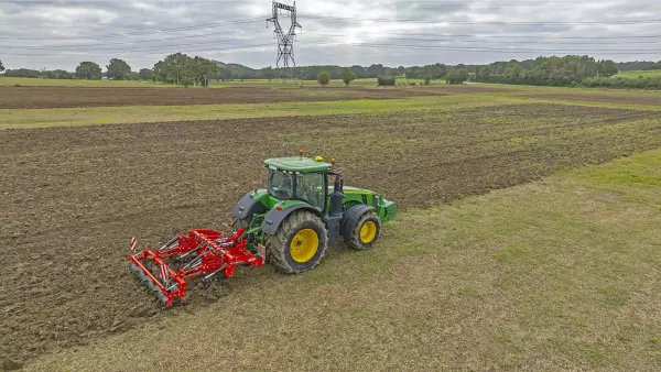 Aerial view of a DT XL 300 subsoiler in action