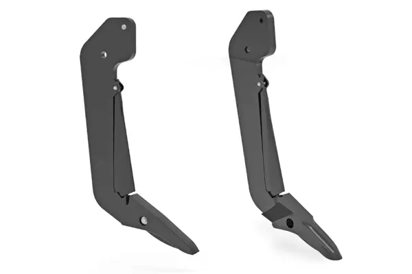 Punta de carburo de cromo de 3/4" con ala aplastante de 5" a la izquierda y una tapa del brazo de baja alteración a la derecha