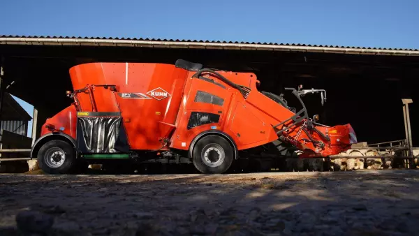 The mixing tub fitted between the axles allows for large volumes while maintaining a low overall height!