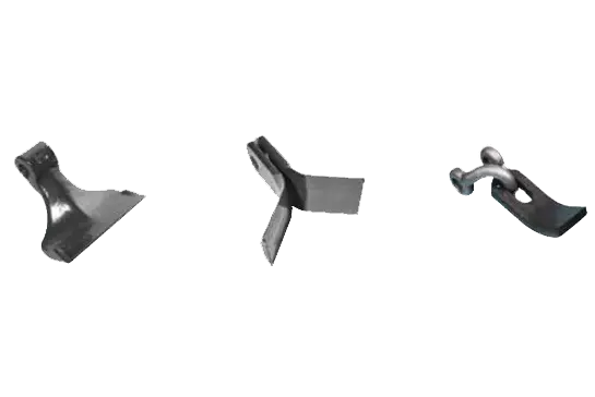 Diversas herramientas pueden adaptarse a la gama de trituradoras: martillos cuchara, cuchillas en Y, mayales cuchara