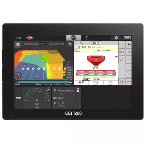 CCI 1200 ISOBUS terminal screen with VENTA pneumatic ISOBUS seed drill