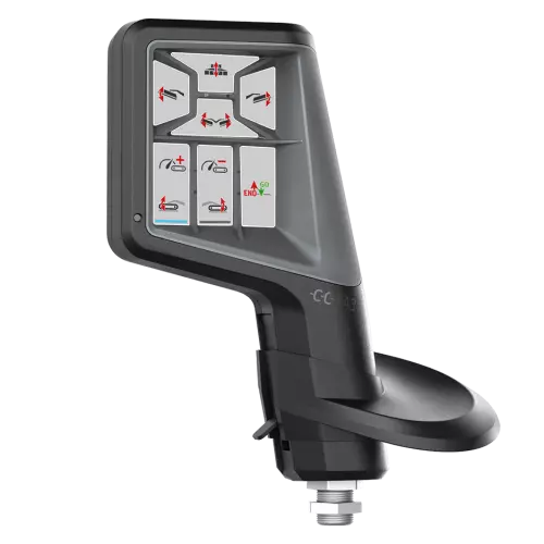 CCI A3 ISOBUS joystick with work screen of a FC 9330 RA mower conditioner