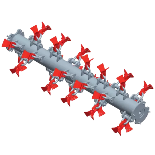 The patented FAST-FIT system provides both fast fit and release of the flails and maximum safety for machines that operate along roads