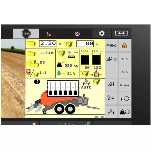 Electronic bale length setting via the terminal or mechanical