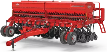 Aanzicht van de KUHN 9400-serie no-till graanzaaimachine 