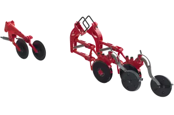 Triple-disc seeding unit, parallelogram-mounted, for AUROCK trailed seed drill for no-till and conservation agriculture