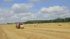 VB3190 in a field with round straw bales