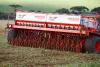 Rear view of the SDM mechanical seed drill in operation.